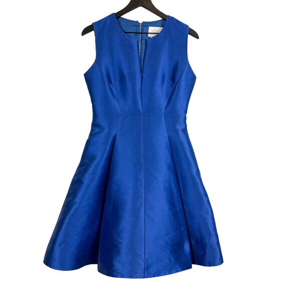 Kate Spade New York Blue Satin Shine Fit & Flare Mini Blue w Pockets - 8 - Picture 1 of 9